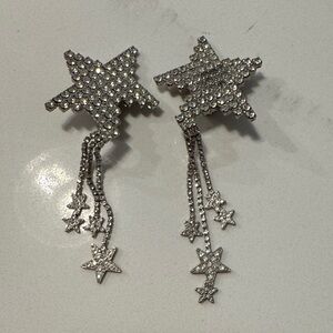 Dorothy Bauer  jewelry star and dangle rhinestone clip-on earrings